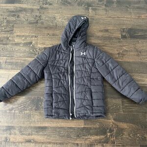 Kids Under Armour Black Puffer Jacket with Hood